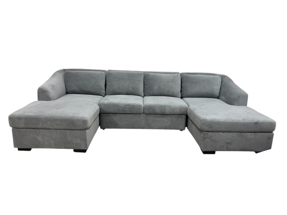 Graphite Pull-Out and Double Chaise Storage Sectional