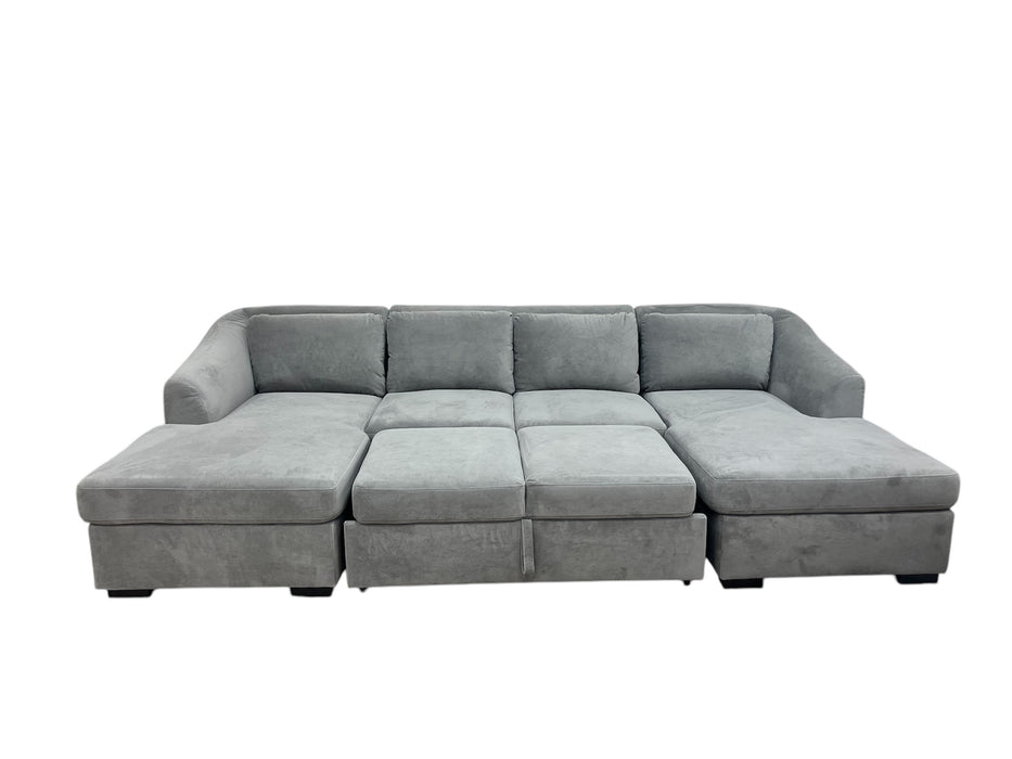 Graphite Pull-Out and Double Chaise Storage Sectional